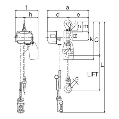 EDCL Series Single Phase Electric Chain Hoist - Dual Speed (Cylinder) - Image 2