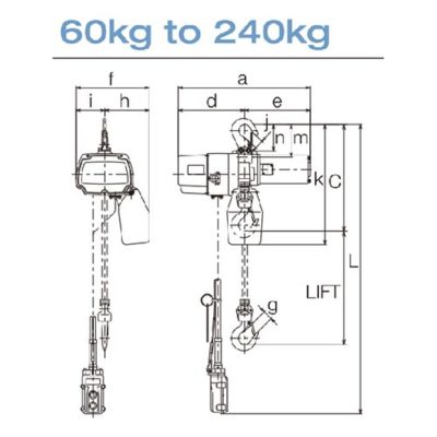 EDCL Series Single Phase Electric Chain Hoist - Dual Speed (Cylinder) - Image 3